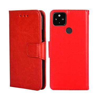 Imagem de YUNCHAO Caixa de telefone Para Google Pixel 5 XL 5G / Pixel 4A 5G Caixa de telefone de couro de textura de cristal capa para celular