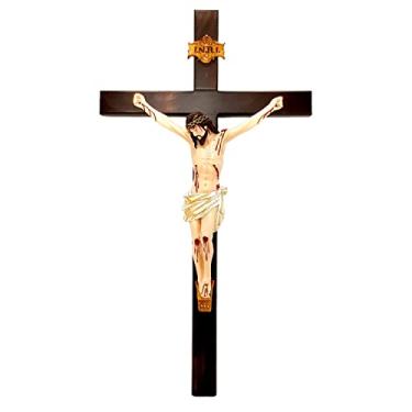 Imagem de Artcruz - Crucifixo de parede 50 cm com Cristo em Resina, Impresso em Tela, Sem Moldura, Para Sala de Estar, Estilo Clássico