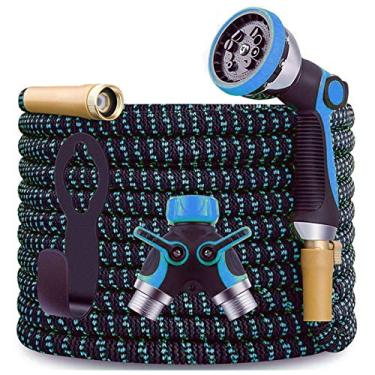 Imagem de Tingpai Manguei de água de jardim flexível de 50 pés Bocal de manguei de água expansível com 10 padrões de sp y de irrigação ajustáveis Conectores de acessórios de latão pa irrigação de limpeza de