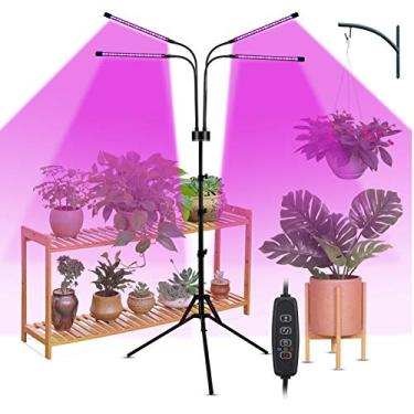 Imagem de Tingpai 40W 80LEDs Grow Light com lâmpadas azuis vermelhas 3/9 / 12H Timer 9 níveis de brilho pa mudas de plantas de interior