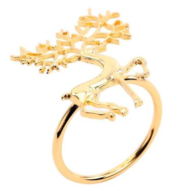 Imagem de Cj.4 Aneis Porta Guardanapo Rena Dourada 4x4cm