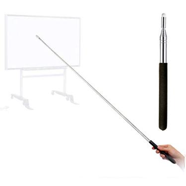 Imagem de Pointer – Ponteiro de professores – Ponteiro de ensino – Ponteiro de mão de comprimento estendido, Ponteiro de quadro branco para apresentador, Preto fosco com acabamento cromado, Felt Black