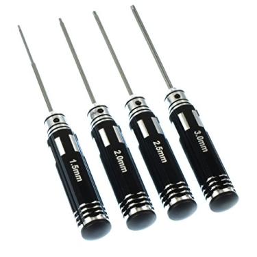 Imagem de Apex RC Products Conjunto de chaves Allen métrico Allen de 4 peças, 1,5 mm, 2,0 mm, 2,5 mm, 3,0 mm, com alças de alumínio #2740