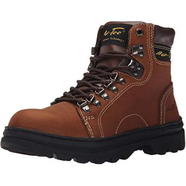 Imagem de Ad Tec Bota masculina clássica de 15 cm para caminhada de jardim, preta - biqueira de aço, sola resistente a óleo, perfeita para trabalho interno e externo, Marrom, 10.5 Wide
