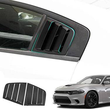 Imagem de GZBFTDH Abertura de ar da janela lateral do carro, compatível com acessórios Dodge Charger 2011-2021 ABS lateral para janelas laterais persianas de ventilação de ar para persianas (preto)