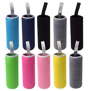 Imagem de HRLORKC Embalagem com 10 garrafas de água de neoprene – Garrafa de vidro isolada de 340 g a 510 g, aconchegante (multicolorida)