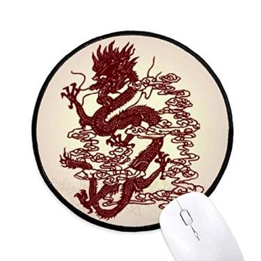 Imagem de DIYthinker Mouse pad retrato animal dragão chinês desktop escritório tapete redondo para computador
