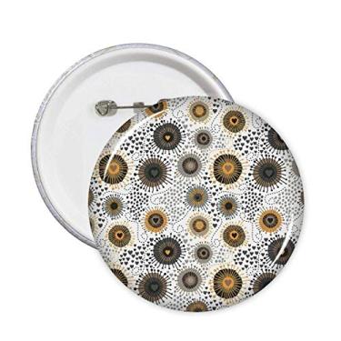 Imagem de Flores abstratas pétalas amarelas pretas pontos pinos crachá botão emblema decoração acessório 5 peças