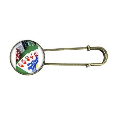 Imagem de Flush Hearts Gambling Poker Foto Retro Metal Broche Broche Broche Clipe Joias