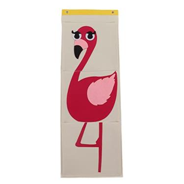 Imagem de Bolsa de armazenamento para pendurar na parede, bolsa organizadora de parede, 3 camadas de armário para berço, animal de desenho animado, bolsa de armazenamento montada na parede(Flamingo), Organ