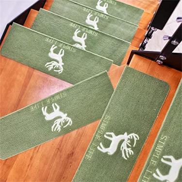 Imagem de 8 peças tapetes antiderrapantes para tapete de escada para escada, almofadas de escada autoadesivas luminosas, protetores de degrau decoração de escada para casa, para crianças idosos, verde, 55 * 22 * 4,5 cm