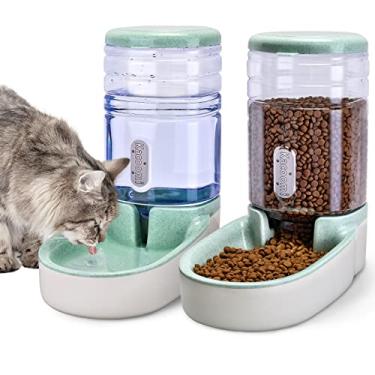 Imagem de Alimentador automático e dispensador de água para cães e gatos, conjunto de alimentador de alimentos por gravidade para filhotes pequenos e médios filhotes, grande capacidade 3,5 L x 5 cm