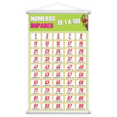 Imagem de Banner Escolar Números Ímpares até 100 Pedagógico 1,20x0,60m