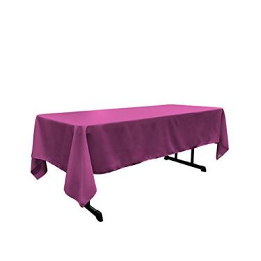 Imagem de LA Linen Toalha de mesa retangular de popelina de poliéster, 152,4 x 304,8 cm, magenta