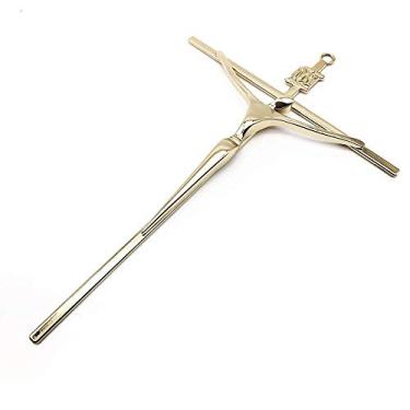 Imagem de Crucifixo de Metal Dourado Parede Pequeno 19 cm