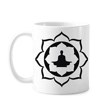 Imagem de Alfândega figura de lótus simples estampa caneca cerâmica café porcelana talheres