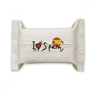 Imagem de I Love Spain Bandeira da Palavra Love Heart Ilustration Suporte de capa de papel de tecido de algodão saco de linho