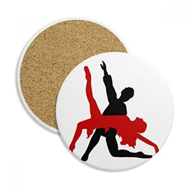 Imagem de Caneca Art Duet Dance Social Dancing Porta-copos Caneca de mesa com proteção de pedra absorvente