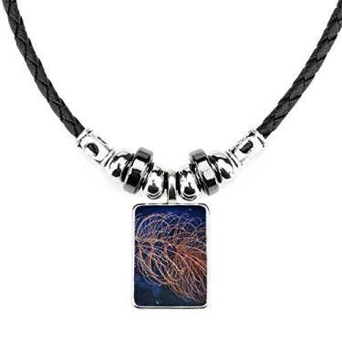 Imagem de DIYthinker Colar Ocean Water Line Science Nature Picture Jewelry Torque Leather Rope Pendant