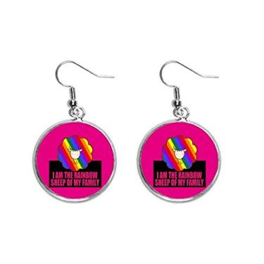 Imagem de Brinco feminino I Am The Rainbow Sheep Of My Family Ear Pendente prata Drop Jewelry