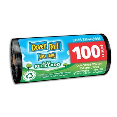 Imagem de Dover-Roll Super Forte Reciclado 100L Preto, Rolo com 10 Sacos para Lixo