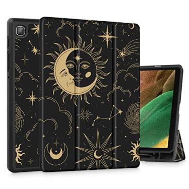 Imagem de Tuiklol Capa para Samsung Galaxy Tab A7 Lite 22.1 cm 2021 modelo SM-T220 T225 T227 suporte integrado para S-Pen TPU capa traseira rígida protetora para Tab A7 Lite 7,8 polegadas, lua e estrela