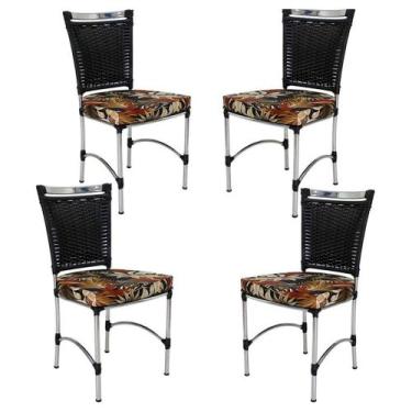Imagem de 4 Cadeiras Em Alumínio E Fibra Sintética Jk Cozinha Edícula - Trama Or