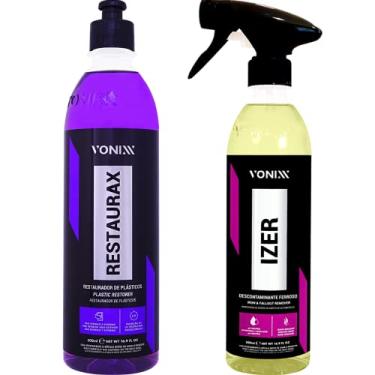 Imagem de Kit Descontaminante Ferroso Izer Vonixx + Restaurador Revitalizador de Plasticos e Borrachas Restaurax Vonixx