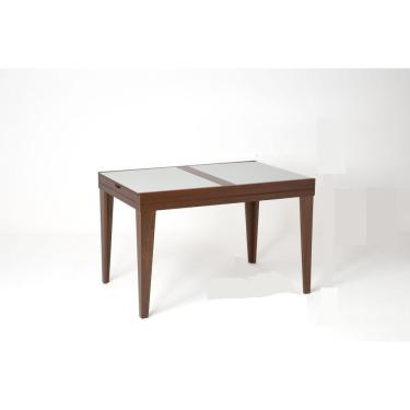 Imagem de Mesa de Jantar Extensível Madeira Maciça Tampo com Vidro Paris Imbuia/Off White