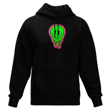 Imagem de Moletom Fechado Com Capuz Blusa de Frio Preta Estampas Variadas-Masculino