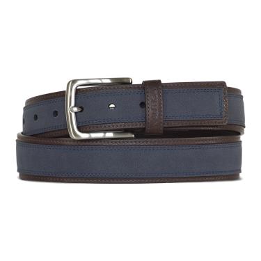Imagem de Nautica Cinto masculino arrojado de couro moderno com fivela de metal, Sobreposição casual - azul-marinho, 38"