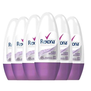 Imagem de Kit Desodorante Roll On Rexona Active Emotion 50ml - 6 Unidades