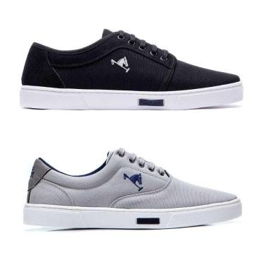 Imagem de Tênis Masculino Polo Joy Casual Em Lona Solado Reto Kit 2