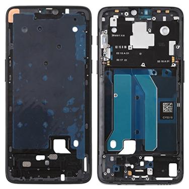 Imagem de GUOHUI Peças de substituição carcaça frontal placa de moldura LCD com chaves laterais para OnePlus 6 (preto) peças de telefone (cor: preto)