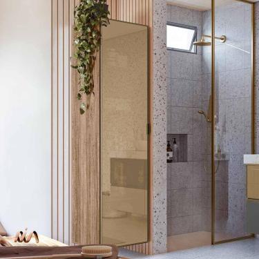 Imagem de Armário de banheiro com porta em vidro reflecta - Carvalho Rústico