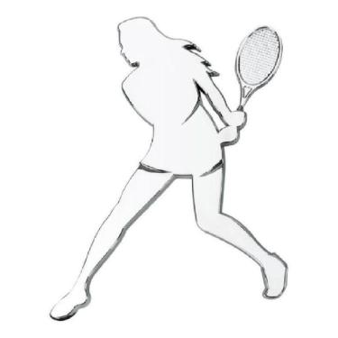 Imagem de Emblema Adesivo Alto Relevo 3D Tenista Feminino Cromado