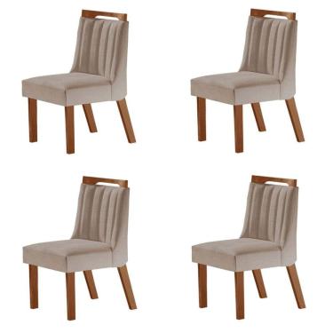 Imagem de Kit 4 Cadeiras Lottus Prêmio/Linho Bege - Lj Móveis
