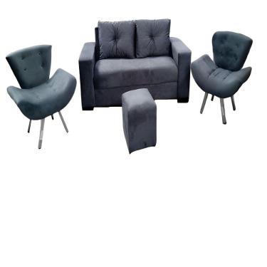 Imagem de Conjunto Capri Sofá 3 Lugares com 2 Poltronas e Puff Finezzi