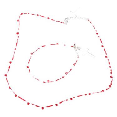 Imagem de NUEAYMS Pulseira vintage fashion romance gota de sangue hip hop punk cruz pulseira aberta colar banquete joias acessórios