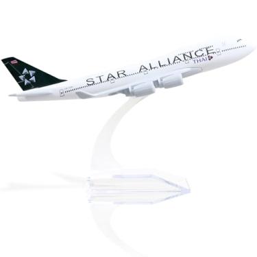 Imagem de QIYUMOKE 747 Thai Air Alloy Airplane Model - 1/400 Die-cast Metal Airplane Model - Avião modelo 747 com suporte (6 polegadas) Presentes para entusiastas da aviação, enfeites de exibição