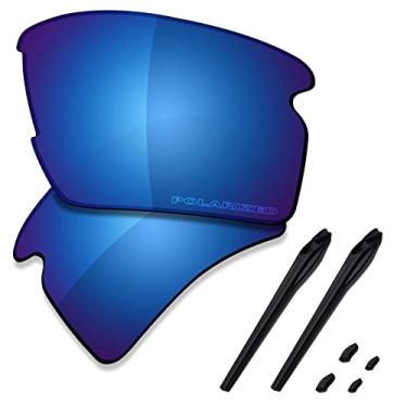 Imagem de SAUCER Lentes de reposição premium e kits de borracha para óculos de sol Oakley Flak 2.0 XL OO9188 de alta definição - Azul meia-noite polarizado