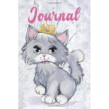 Imagem de Caderno de baixa visão com forro de gatinha princesa fofa com coroa: 132 páginas, espaçamento de linha de 1,27 cm, papel forrado escuro para deficiência visual, capa macia, livro de exercícios para estudantes