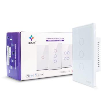 Imagem de EKAZA Interruptor Inteligente, Touch, borda 2.5 D, Zigbee, 3 Botões, Branco, Compativel com Google home e Alexa -EKGC-T307-3WZ