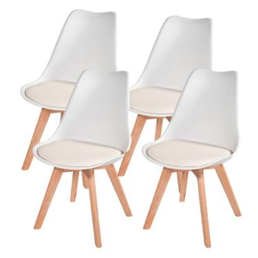 Imagem de Kit 4 Cadeiras Charles Eames Leda Design Wood Estofada Base M