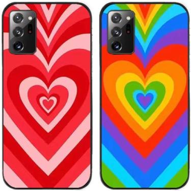 Imagem de 2 pçs colorido amor coração impresso TPU gel silicone capa de telefone traseira para Samsung Galaxy todas as séries (Galaxy Note 20 Ultra)