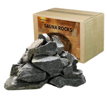 Imagem de HOUSYLOVE Pedras de sauna/pedras de sauna, caixa de pedra vulcânica de 16 kg para sauna a vapor, pedra de sauna