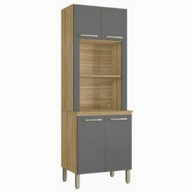 Imagem de Paneleiro Kits Paraná Ametista Duplo 4 Ptas S/Gavetas Freijo