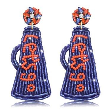 Imagem de Brincos femininos com contas de dia de jogo, megafone de futebol, Let's Go Drop, brincos pendurados para o dia do jogo, joias esportivas, lembrancinhas de festa para fãs de futebol, one size, Com