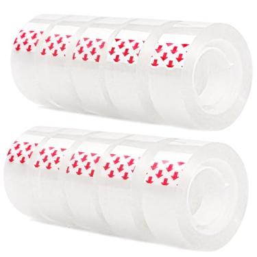 Imagem de QILIMA Fita transparente de papelaria, fita transparente, rolos de refil para escritório, 1,9 cm x 25 m, pacote com 10