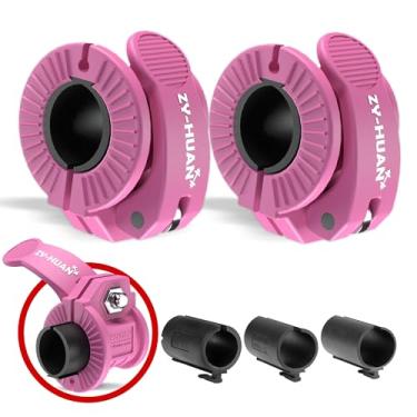 Imagem de ZY-HUAN Clipes de barra Pro Grampos de barra de 2,5 cm Grampos de peso de liberação rápida de 2,3 a 3 cm para barras Grampos de barra olímpicos ajustáveis em vários tamanhos (Rosa)